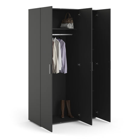 Pepe Wardrobe with 3 doors in Matt Black