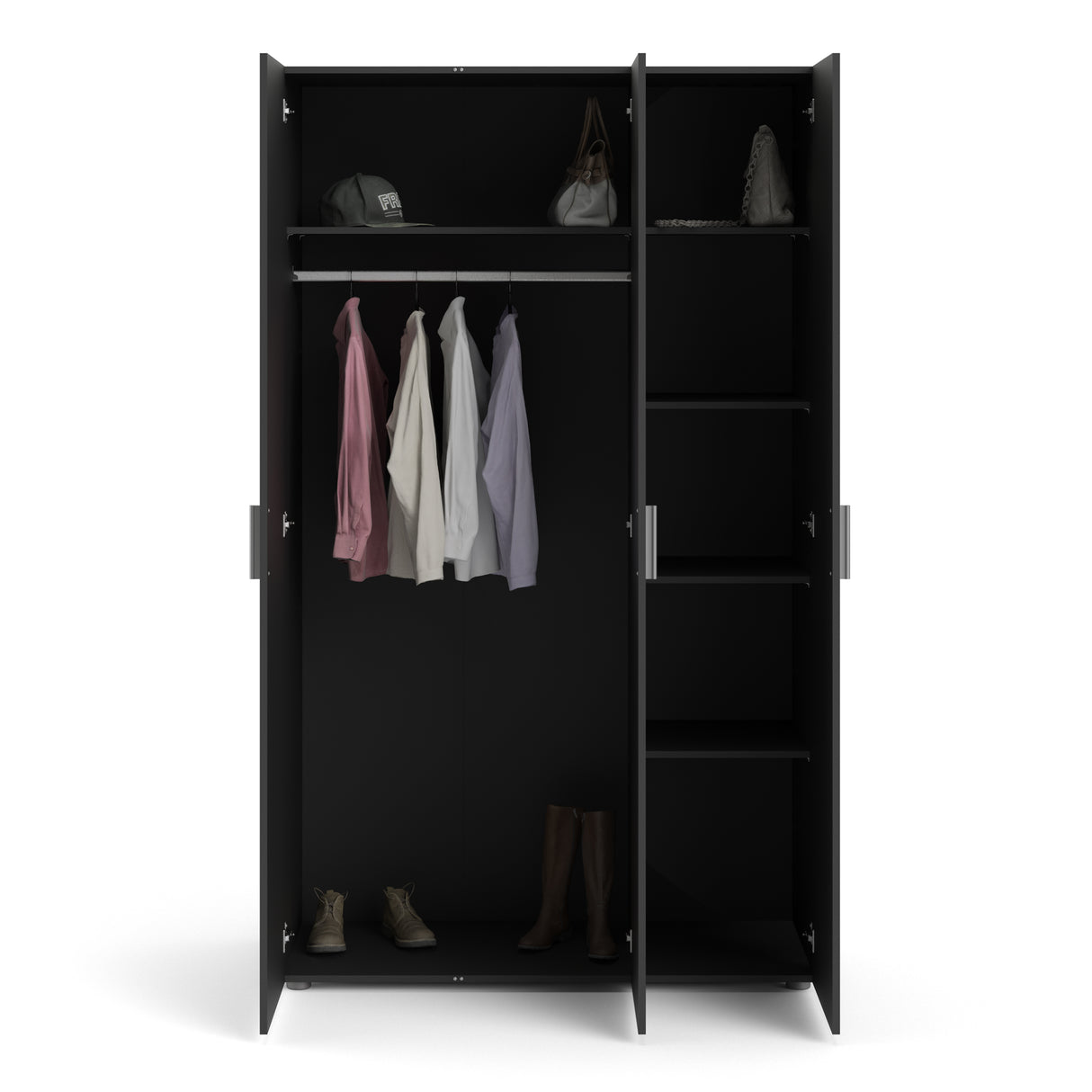 Pepe Wardrobe with 3 doors in Matt Black