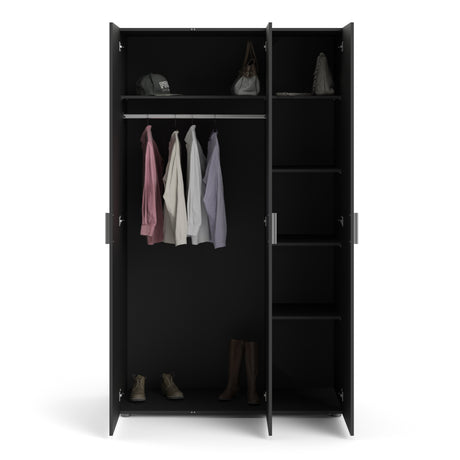 Pepe Wardrobe with 3 doors in Matt Black
