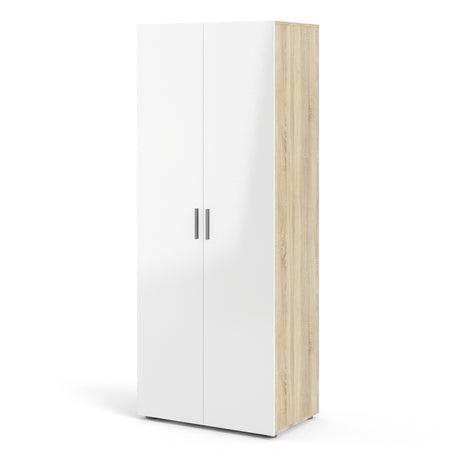 Pepe Wardrobe with 2 doors in Oak with White High Gloss
