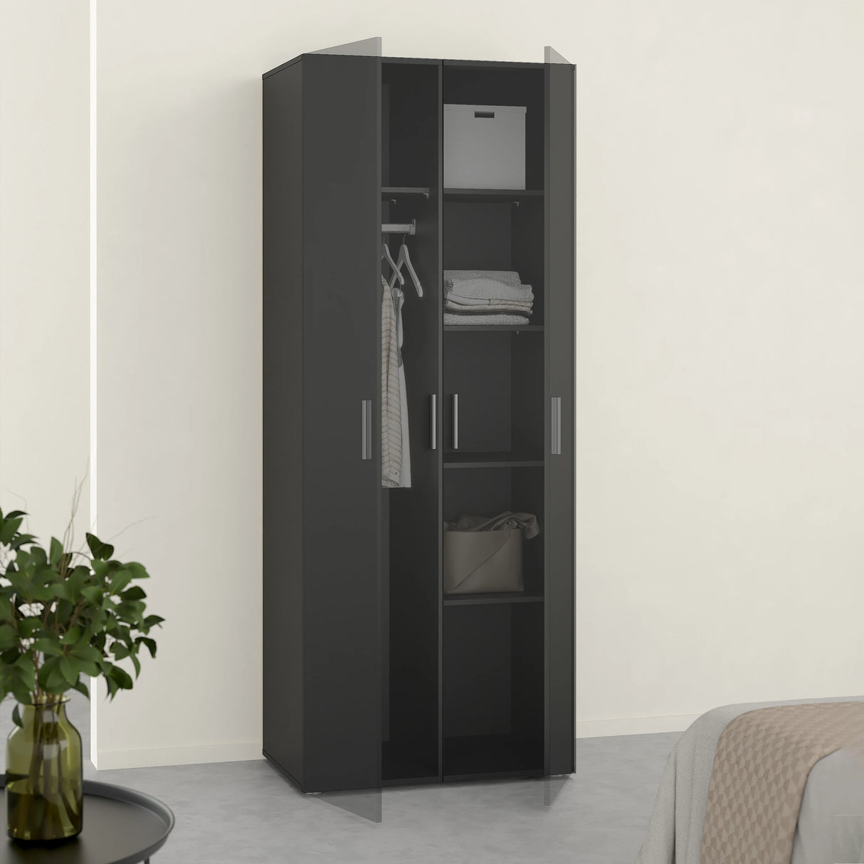 Pepe Wardrobe with 2 doors in Black