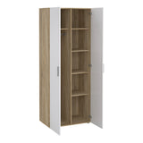 Pepe Package - Bedside 2 Drawers + Chest of 4 Drawers + Wardrobe with 2 Doors in Oak with White High Gloss