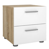 Pepe Package - Bedside 2 Drawers + Chest of 4 Drawers + Wardrobe with 2 Doors in Oak with White High Gloss
