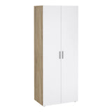Pepe Package - Bedside 2 Drawers + Chest of 4 Drawers + Wardrobe with 2 Doors in Oak with White High Gloss