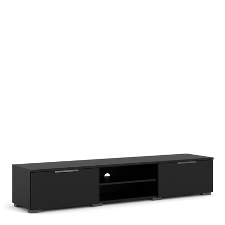 Match TV Unit with 2 Drawers and 2 Shelves in Black