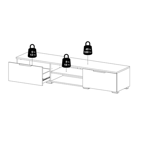 Match TV Unit with 2 Drawers and 2 Shelves in Black