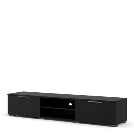 Match TV Unit with 2 Drawers and 2 Shelves in Black