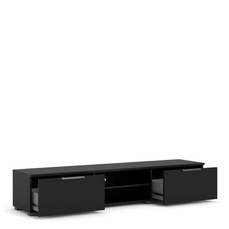 Match TV Unit with 2 Drawers and 2 Shelves in Black