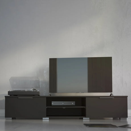 Match TV Unit with 2 Drawers and 2 Shelves in Black