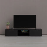 Match TV Unit with 2 Drawers and 2 Shelves in Black