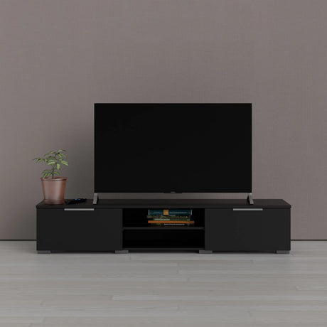 Match TV Unit with 2 Drawers and 2 Shelves in Black