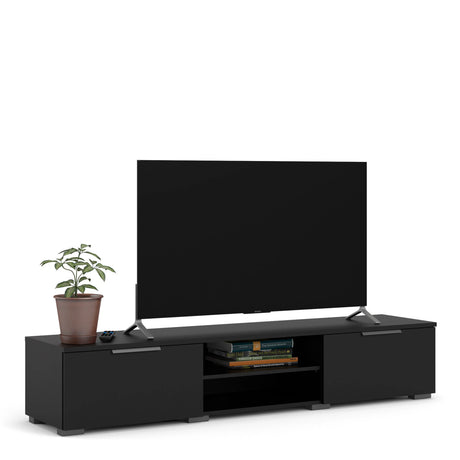 Match TV Unit with 2 Drawers and 2 Shelves in Black