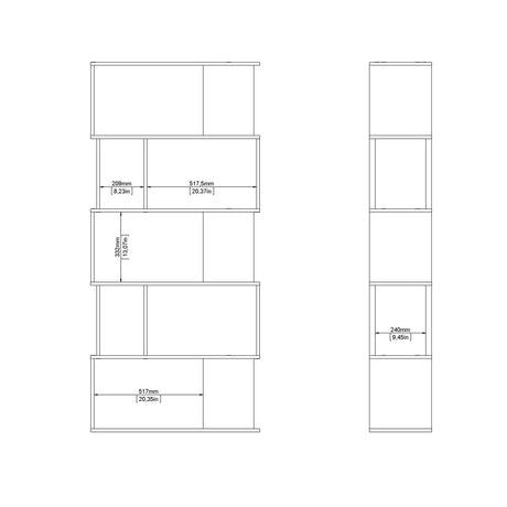 Maze Open Bookcase 4 Shelves in Concrete and White