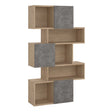 Maze Asymmetrical Bookcase with 3 Doors in Oak and Concrete