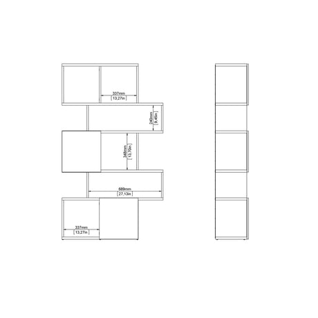 Maze Asymmetrical Bookcase with 3 Doors in Oak and Concrete