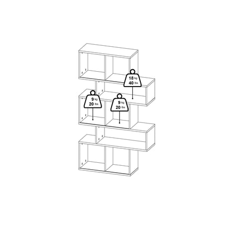 Maze Asymmetrical Bookcase with 3 Doors in Oak and Concrete