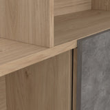 Maze Asymmetrical Bookcase with 3 Doors in Oak and Concrete