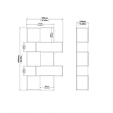 Maze Asymmetrical Bookcase with 3 Doors in Jackson Hickory and White High Gloss