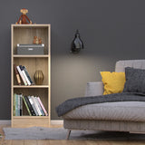 Basic Low Narrow Bookcase with 2 Shelves in Oak
