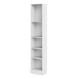 Basic Tall Narrow 4 Shelf Bookcase in White
