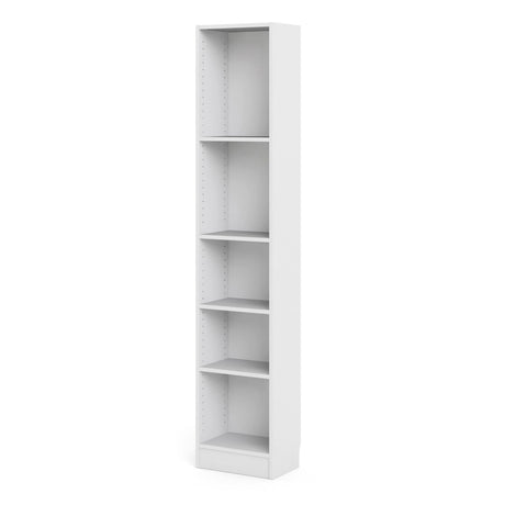 Basic Tall Narrow 4 Shelf Bookcase in White