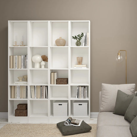 Basic Tall Narrow 4 Shelf Bookcase in White