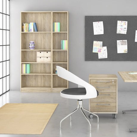 Basic Tall Narrow 4 Shelf Bookcase in Oak