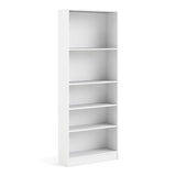 Basic Tall Wide Bookcase 4 Shelves in White