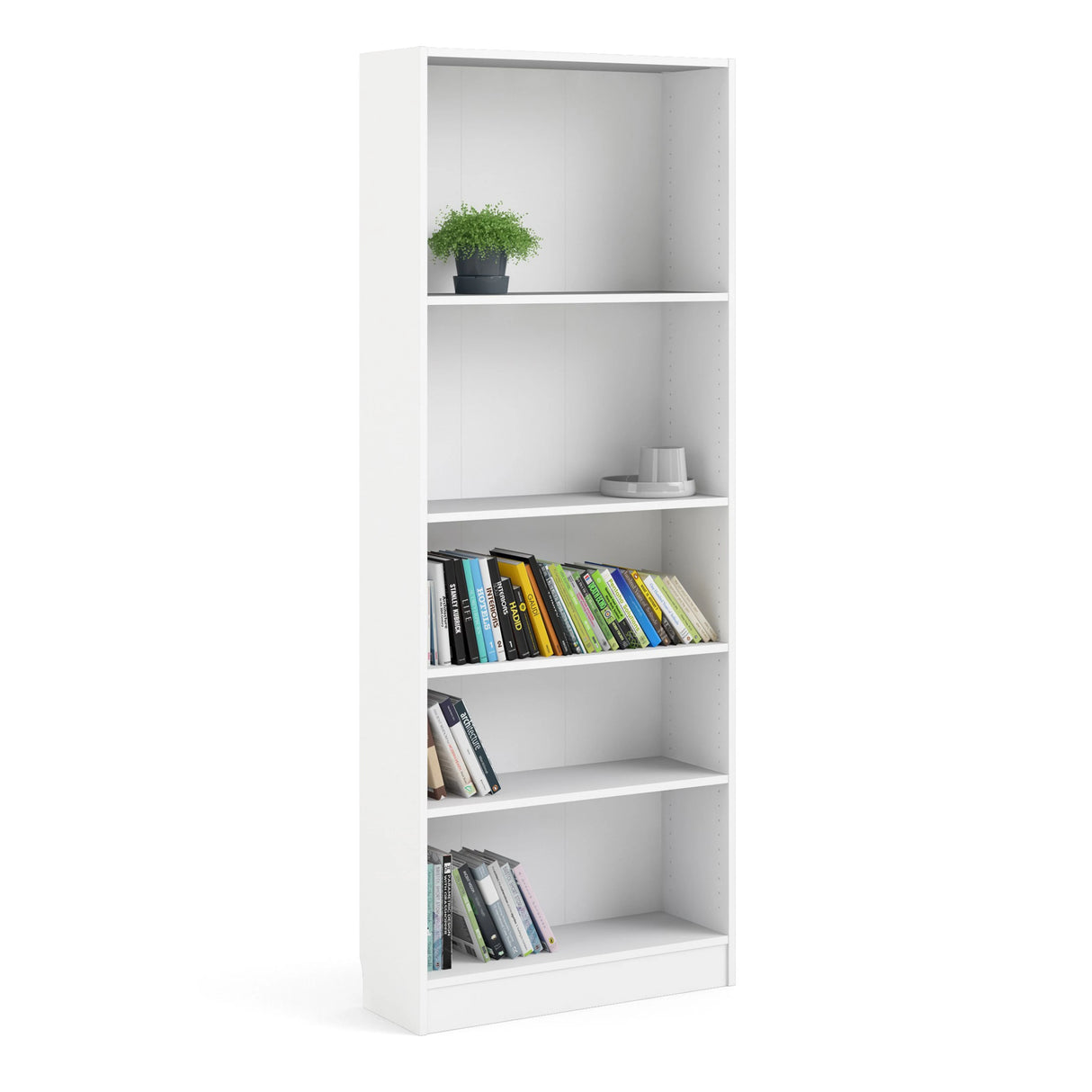 Basic Tall Wide Bookcase 4 Shelves in White