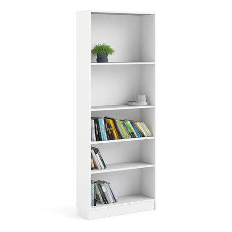 Basic Tall Wide Bookcase 4 Shelves in White