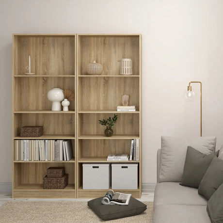 Basic Tall Wide 4 Shelf Bookcase in Oak