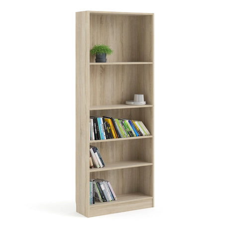 Basic Tall Wide 4 Shelf Bookcase in Oak