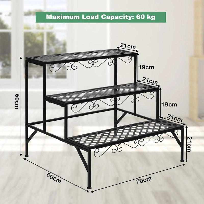 3-Tier Metal Plant Stand for Patio & Garden & Balcony
