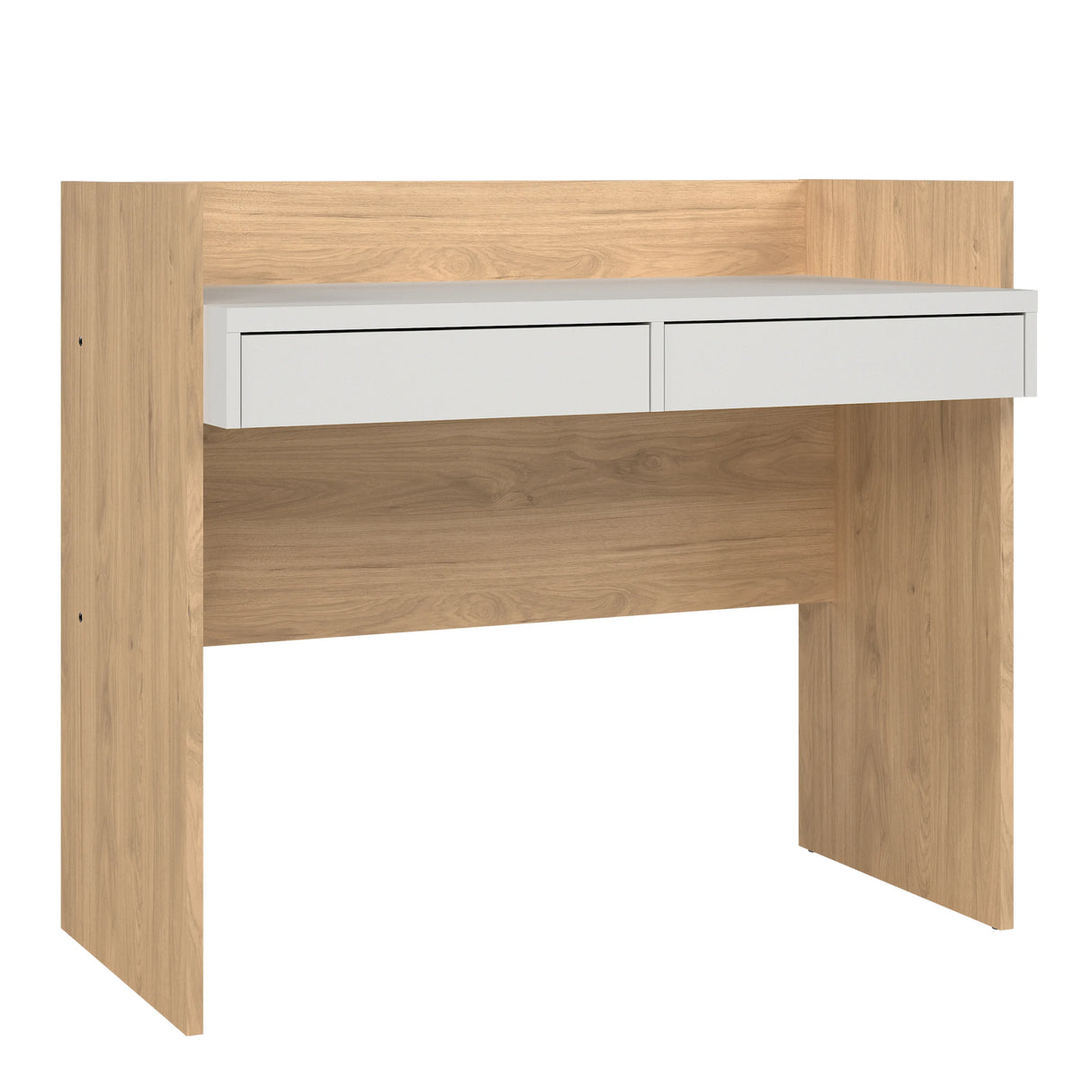 Function Plus Desk with 2 Drawers in Oak and White