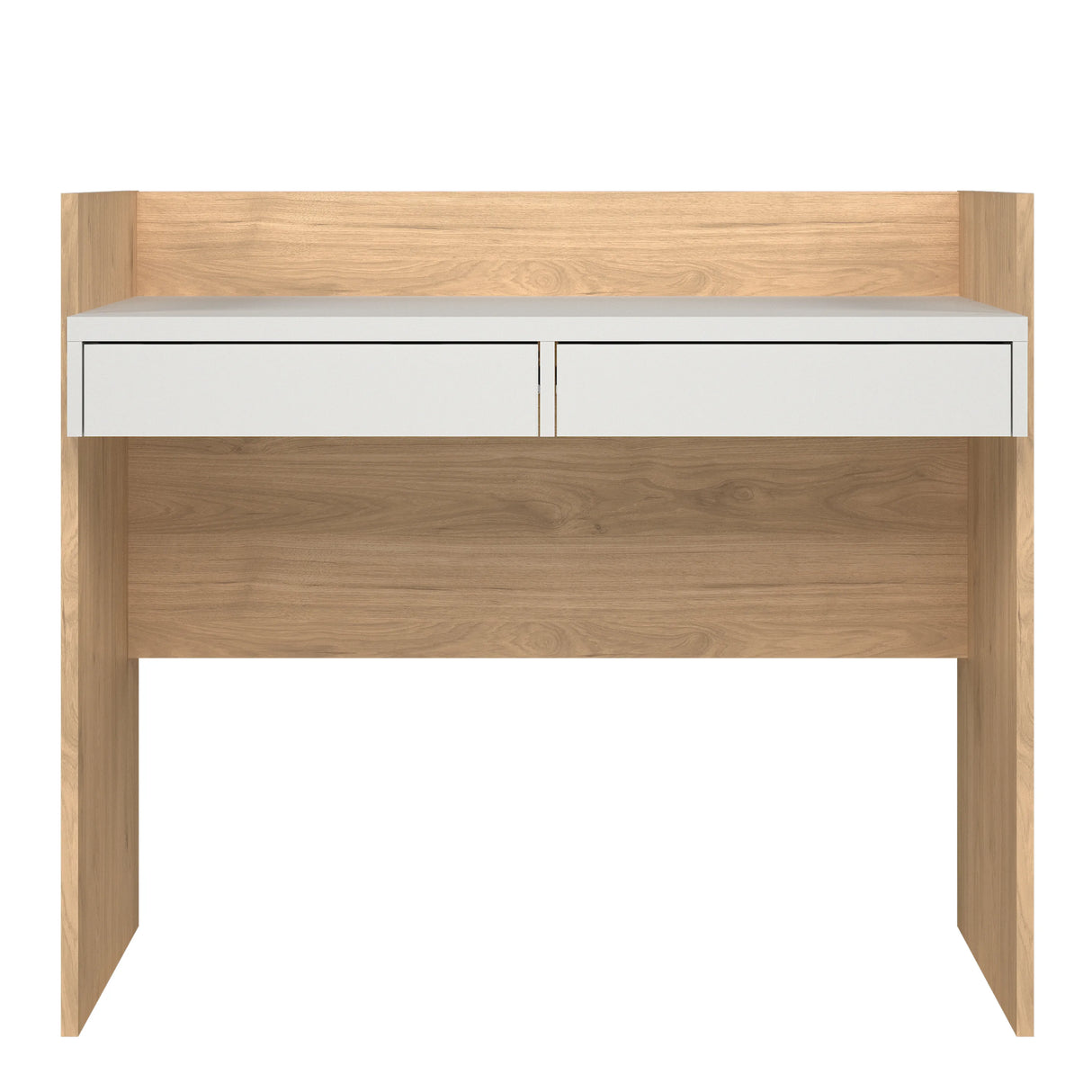 Function Plus Desk with 2 Drawers in Oak and White
