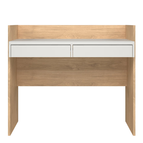 Function Plus Desk with 2 Drawers in Oak and White