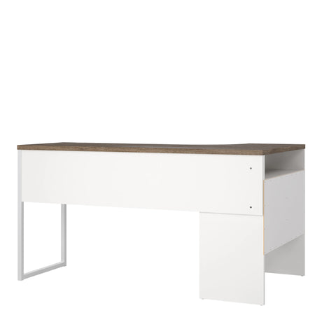 Function Plus Corner Desk White and Truffle Oak 2 Drawers