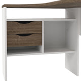 Function Plus Corner Desk White and Truffle Oak 2 Drawers