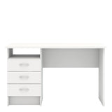 Function Plus Desk with 3 Drawers in White