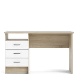 Function Plus Oak Desk 3 White Drawers