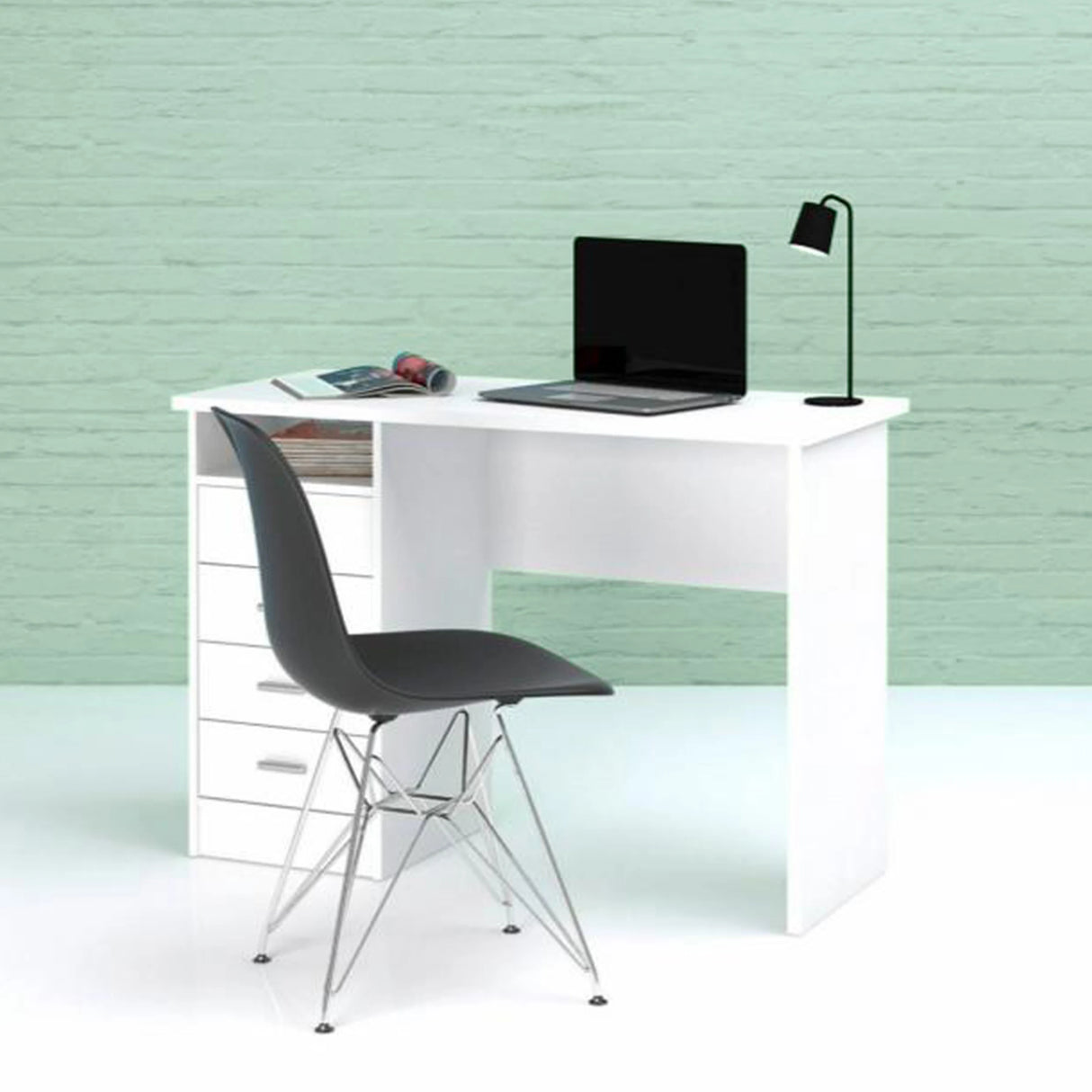 Function Plus Desk White 4 Drawers