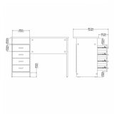 Function Plus Desk Oak 4 Drawers