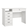 Function Plus Desk with 5 Drawers in White