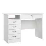 Function Plus Desk with 5 Drawers in White