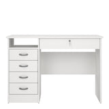 Function Plus Desk with 5 Drawers in White
