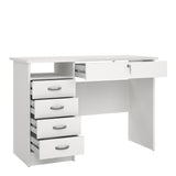 Function Plus Desk with 5 Drawers in White