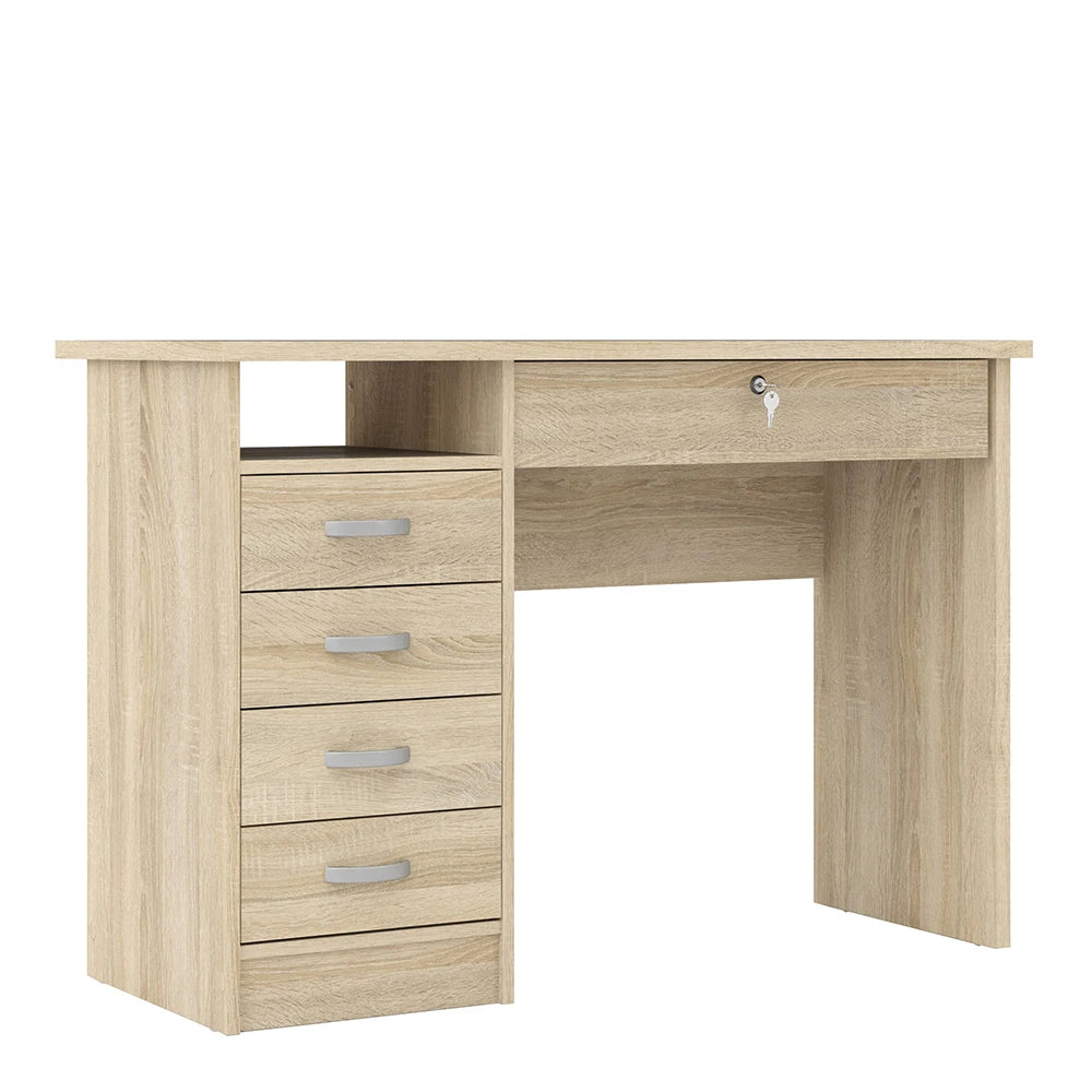 Function Plus Desk with 5 Drawers in Oak