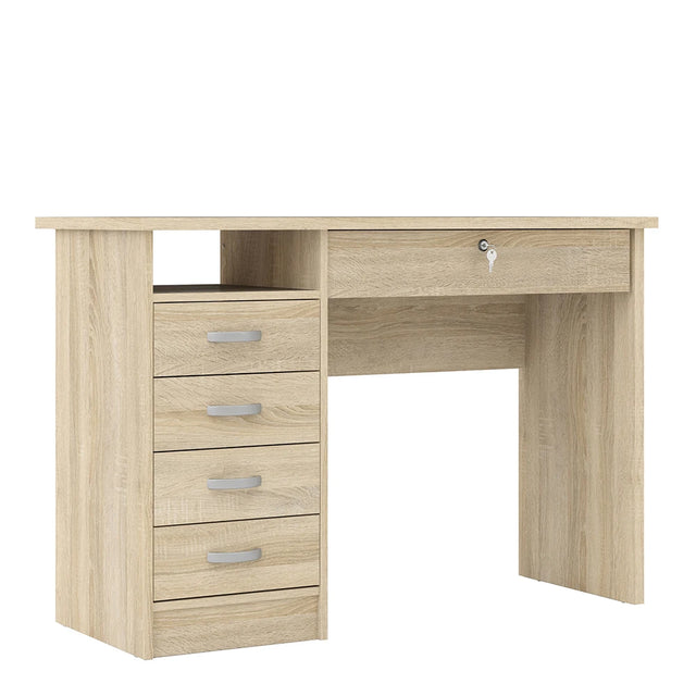 Function Plus Desk with 5 Drawers in Oak