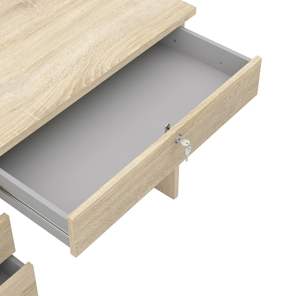 Function Plus Desk with 5 Drawers in Oak