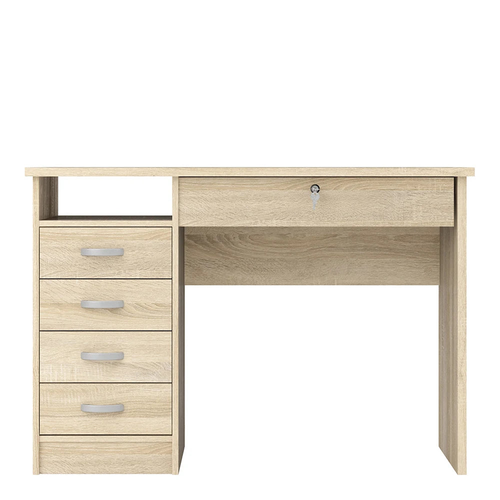 Function Plus Desk with 5 Drawers in Oak